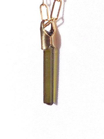 Gold Filled Green Tourmaline Pendant Necklace