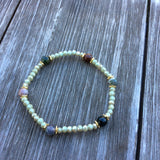 Jasper & Light Green Crystal Stretch Bracelet