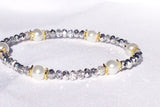 Sparkle Silver W/ White Glass Pearls Bracelet