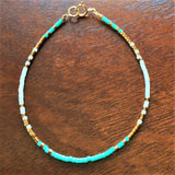 Delicate Turquoise, White, & Bronze Bracelet