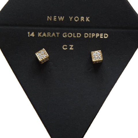 Gold Dipped Cube Earrings