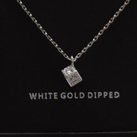 White Gold Dipped Cube Necklace