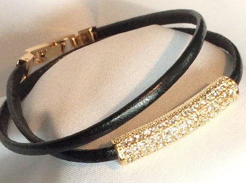 Wrap Bracelet with Crystal Encrusted Bar