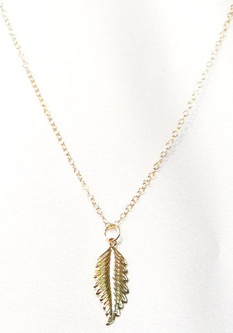17" Gold Filled Necklace with Large Leaf Charm