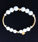White Jade & Gold Filled Bracelet
