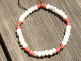 Peach Coral and Mother of Pearl Stretch Bracelet