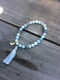 Aquamarine Bracelet With Moon Charm