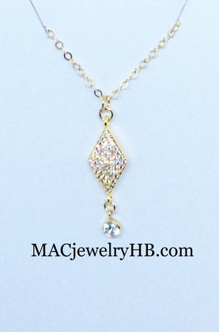 CZ Diamond and Bezel Pendant Necklace