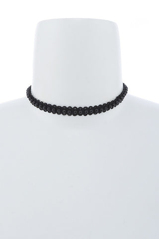 Crochet Beaded Accent Necklace Black