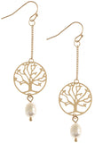 Tree of Life Pearl Drop Earrings