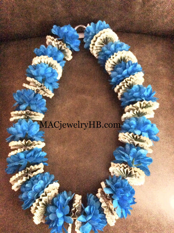 Blue Pom Pom Money Lei