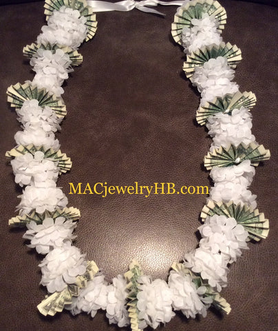 White Pom Pom Money Lei