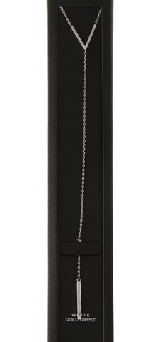 White Gold Dipped Chain Bar Necklace