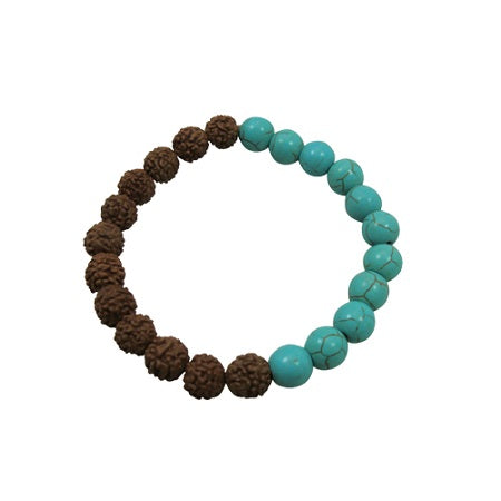 Turquoise and Seed Stone Beads Stretch Bracelet
