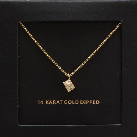 14K Gold Dipped CZ Square Design Necklace
