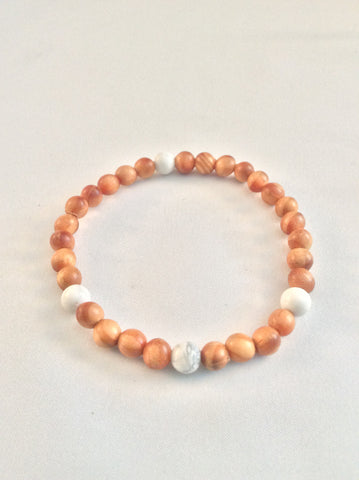 Rosewood and White/Grey Howlite Bracelet
