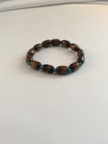 Natural Wood Stretch Bracelet with Faux Turquoise