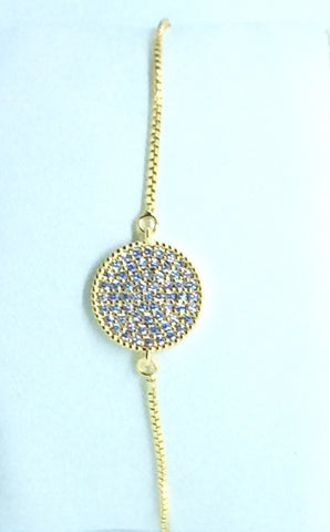 Gold Filled Crystal Medallion with Pull Chain Bracelet