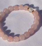 Rose and Clear Quartz Stretch Bracelet