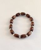 Natural Wood and Faux Howlite Stretch Bracelet