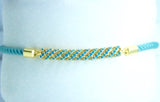 Turquoise and Gold Filled CZ Bar Bracelet