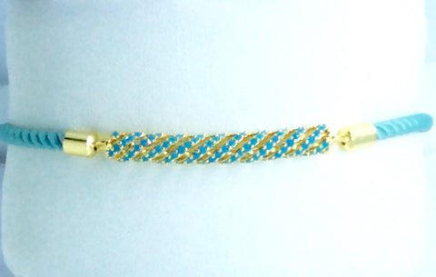 Turquoise and Gold Filled CZ Bar Bracelet