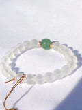 Green Jade and Quartz Stretch Bracelet