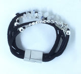 Multi Strand Moonstone Leather Bracelet
