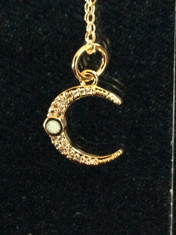 Crescent Opal Moon Necklace