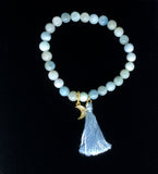 Aquamarine Bracelet With Moon Charm