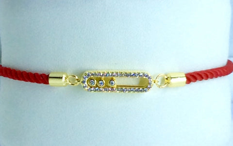 Red and Gold Filled CZ Luck Slider Bracelet