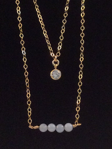Double Chain Blue Lace Agate Necklace