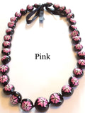 Kukui Nut Lei with Pink Flowers
