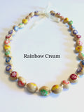 Kukui Nut Lei Natural Cream with Multi Colored Flowers