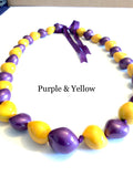 Kukui Nut Lei Solid yellow and purple