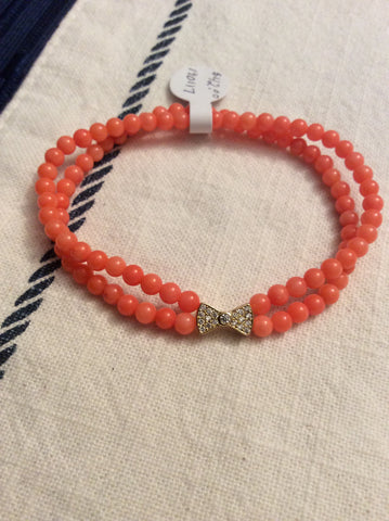 Double Strand Natural Stone Coral GF CZ Bracelet